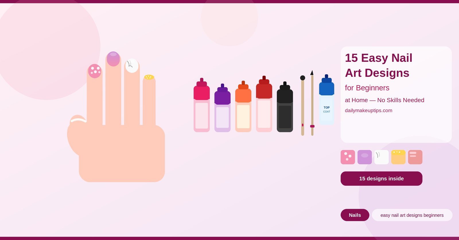 15 Easy Nail Art Designs for Beginners at Home