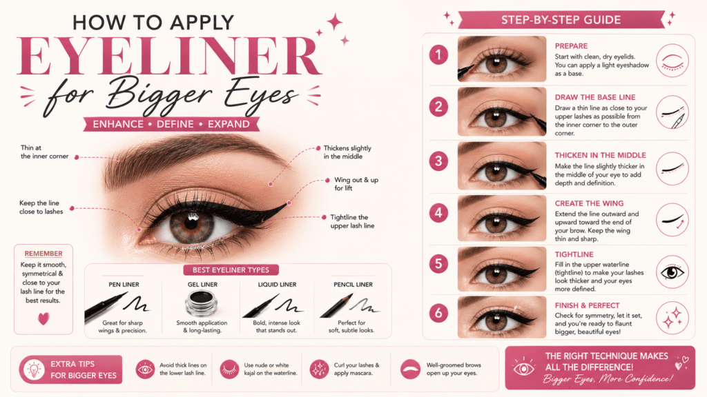 How to Apply Eyeliner for Bigger Eyes