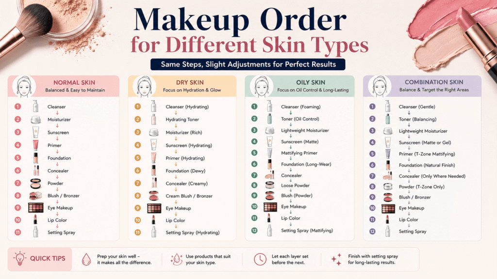 Makeup Order for Different Skin Types