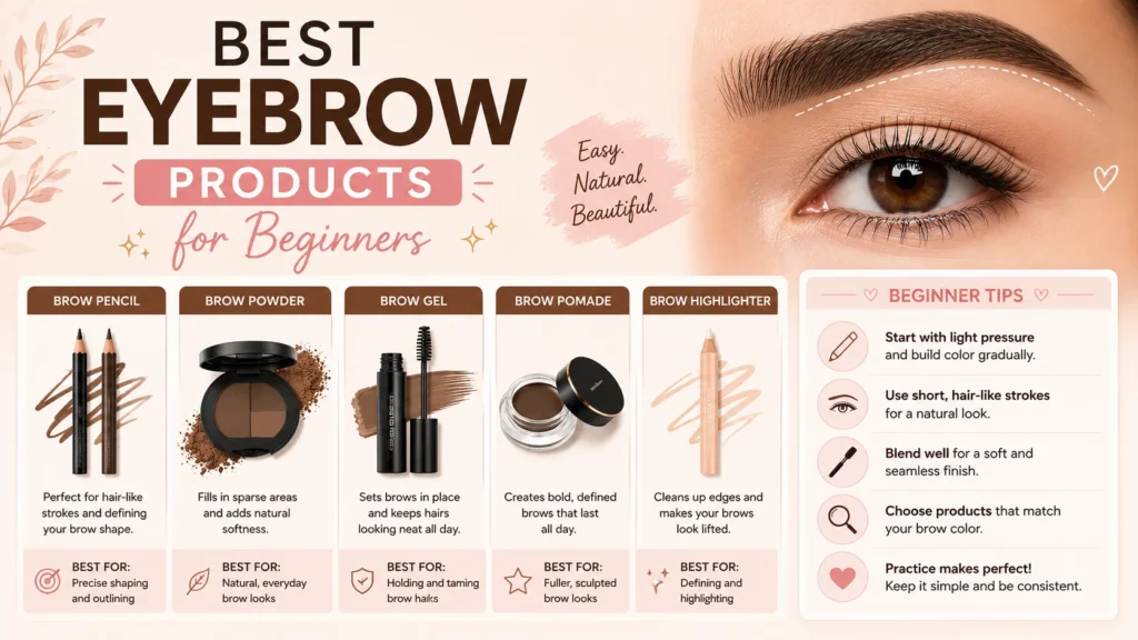 Best eyebrow products for beginners to shape and define brows.