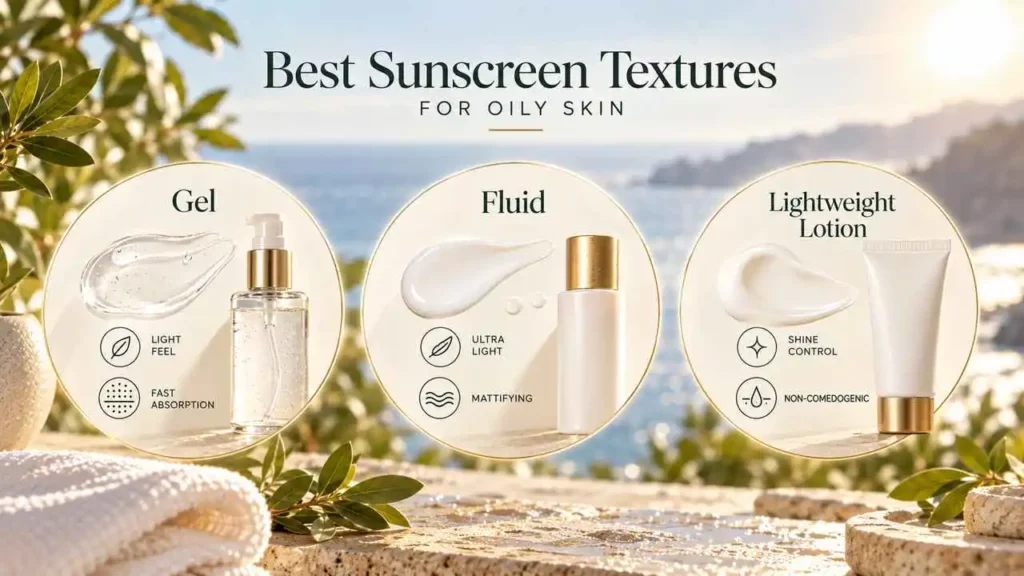 Comparison of gel, fluid, and lightweight lotion sunscreen textures for oily skin