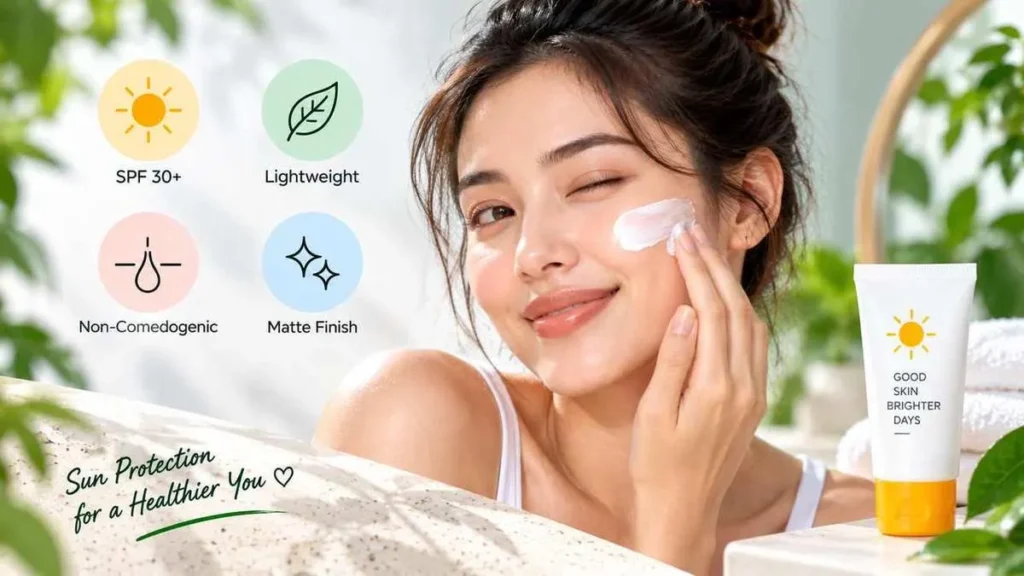 Lightweight gel sunscreen texture swatch for oily skin