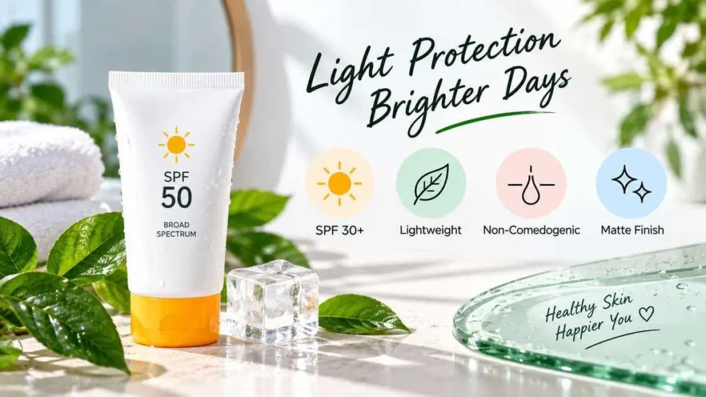 Sunscreen bottle label showing SPF 30 and non-comedogenic claim